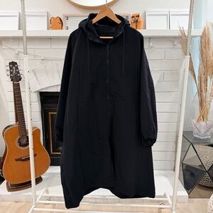 Yeezy Black Water Resistant Long Windbreaker Coat - Size 1
